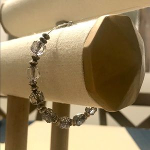 NWOT SILVER ALEX & ANI GEM BRACELET W/SMOKEY BEADS